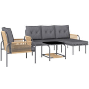 Set Giardino 4 Pezzi in Rattan con Divano ¨C Minimal ¨C Grigio