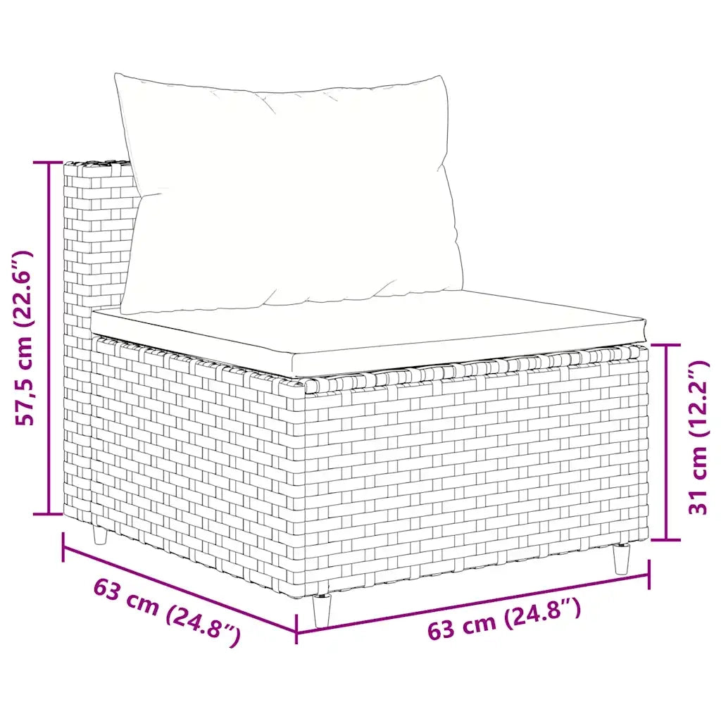 Set Divani da Giardino 7 pz con Cuscini in Polyrattan Grigio 3308191