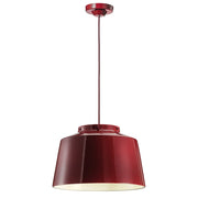 Lampadario Vintage 50&aposS Ferro E Ceramica Bordeoux 1 Luce E27 40Cm