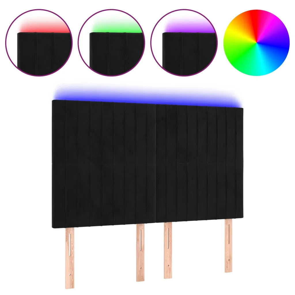 Testiera a LED-Testata con LED Nera 144x5x118/128 cm in Velluto 920148