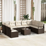 Set di divani con cuscino 10 pcs Marrone polyrattan 3346548