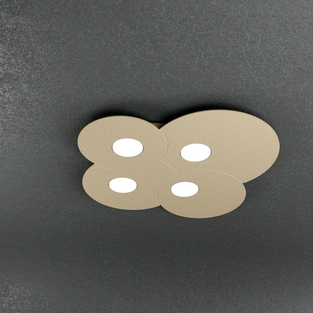 Toplight Plafoniera da soffitto rotonda 4 luci Cloud con attacco GX53, struttura colore sabbia, design moderno 49x48x3cm