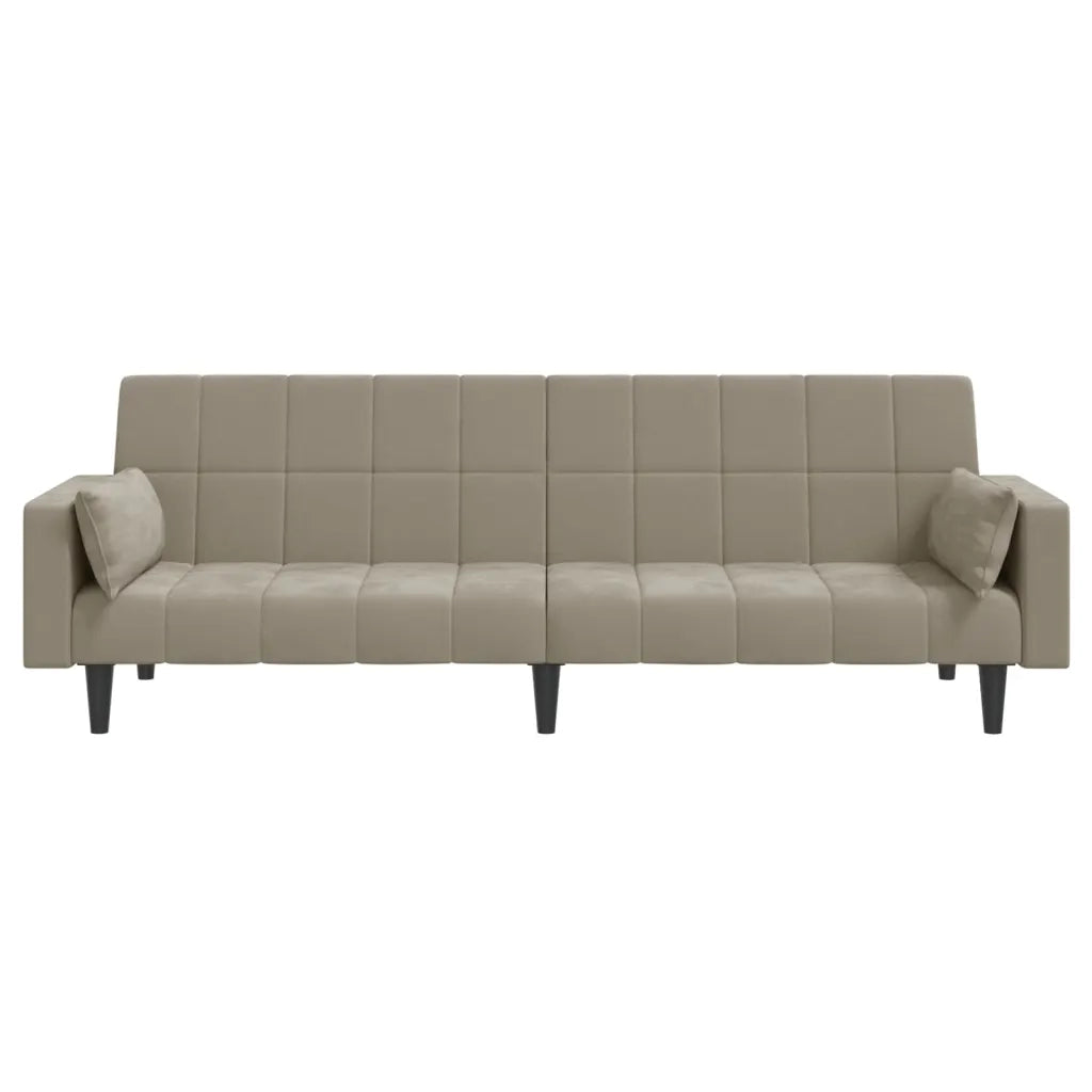 Divano Letto a 2 Posti con 2 Cuscini-Sofa Letto 2 Posti-Daybed Grigio Chiaro in Velluto 349589