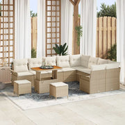 Set Divano da Giardino con cuscino 12 pcs Beige polyrattan