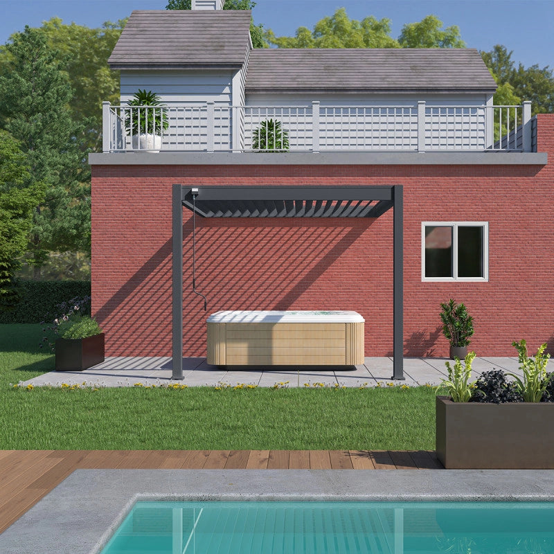 Pergola bioclimatica Ombréa addossata VS 3x3M Antracite + 1 tenda