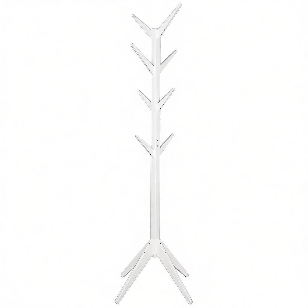 APPENDIABITI da Terra 43x43x180 cm in Legno Massello Bianco con 8 Ganci