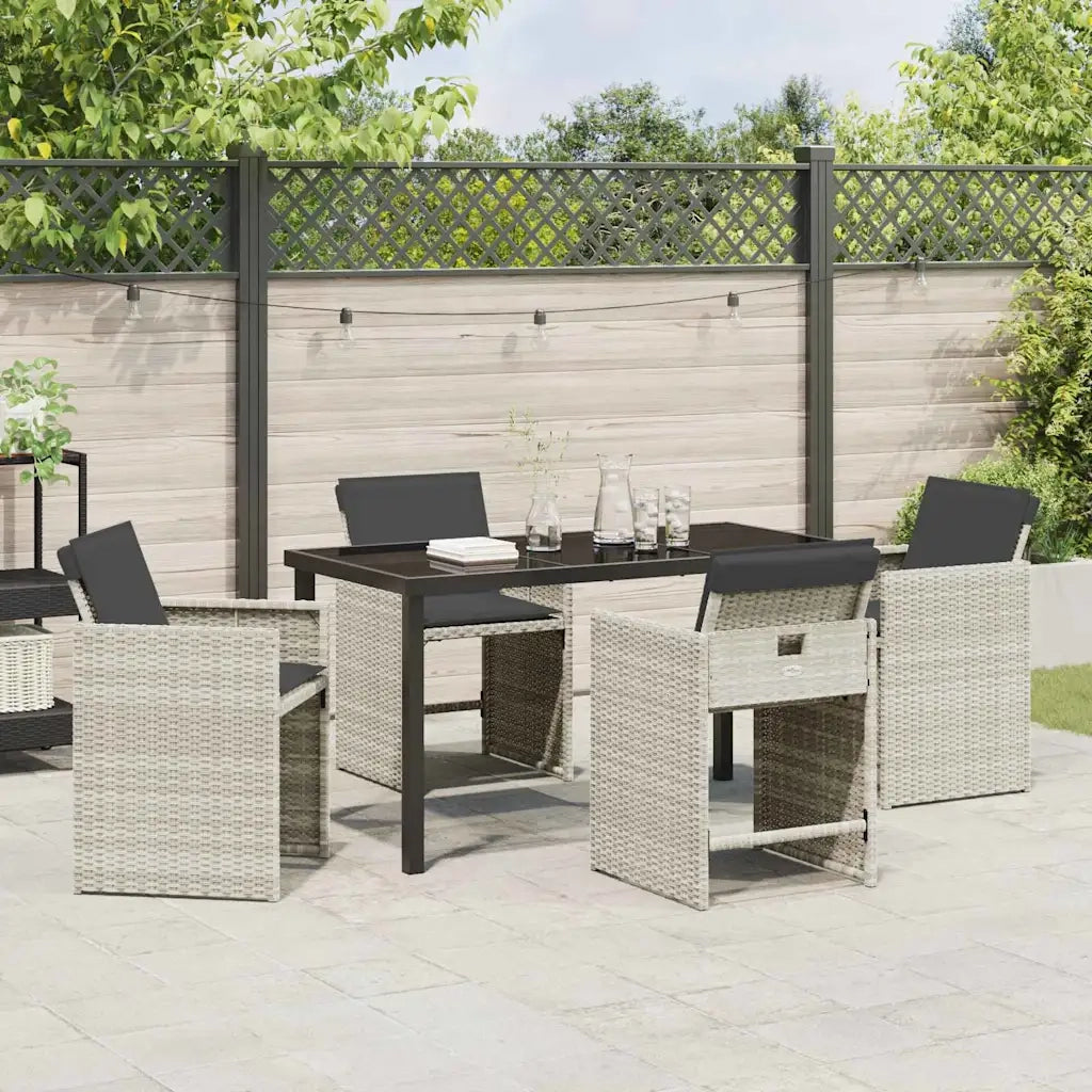 Set da Pranzo per Giardino 5 pcs Grigio chiaro polyrattan