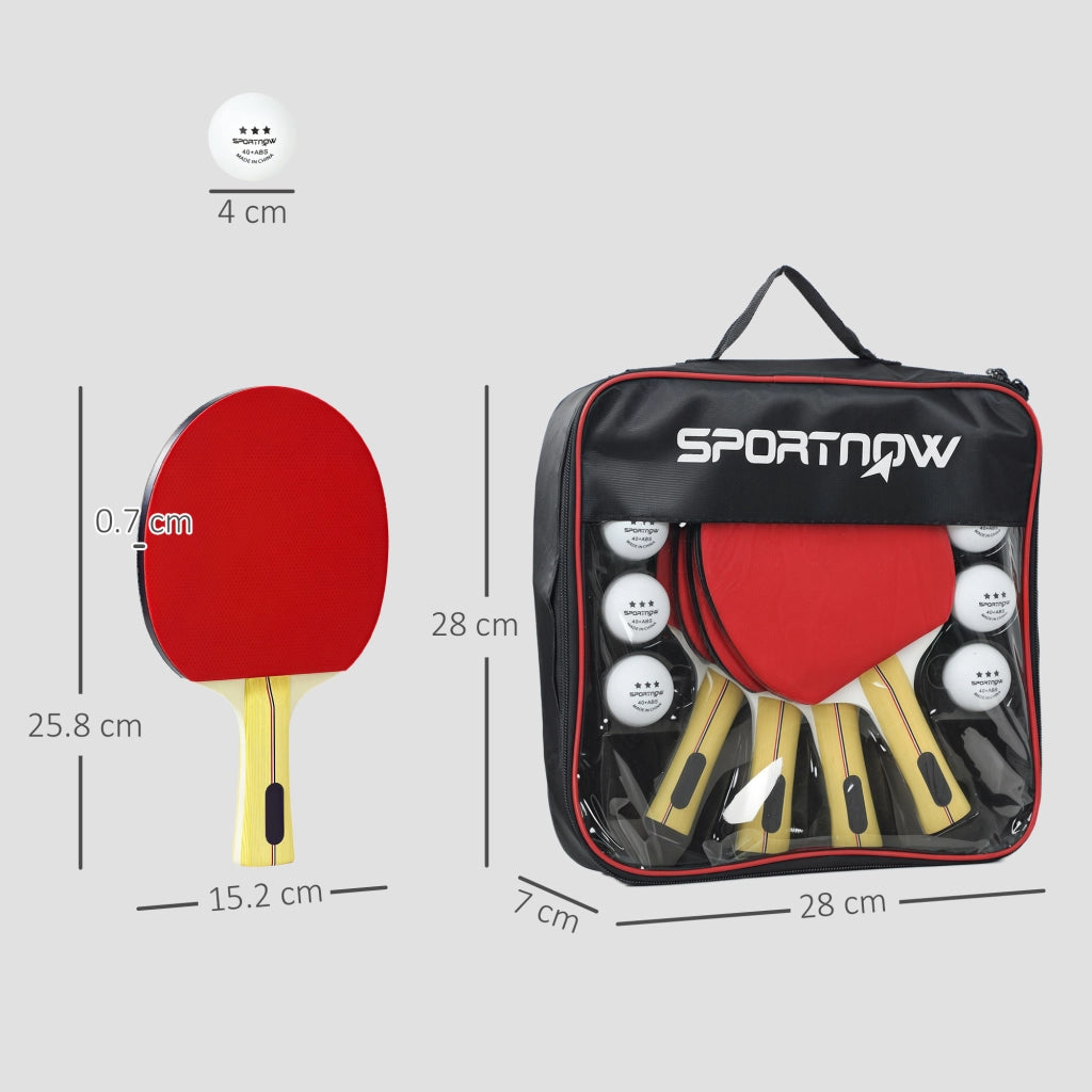 Set Ping Pong con 4 Racchette 8 Palline e Custodia ¨C Minimal ¨C Rosso