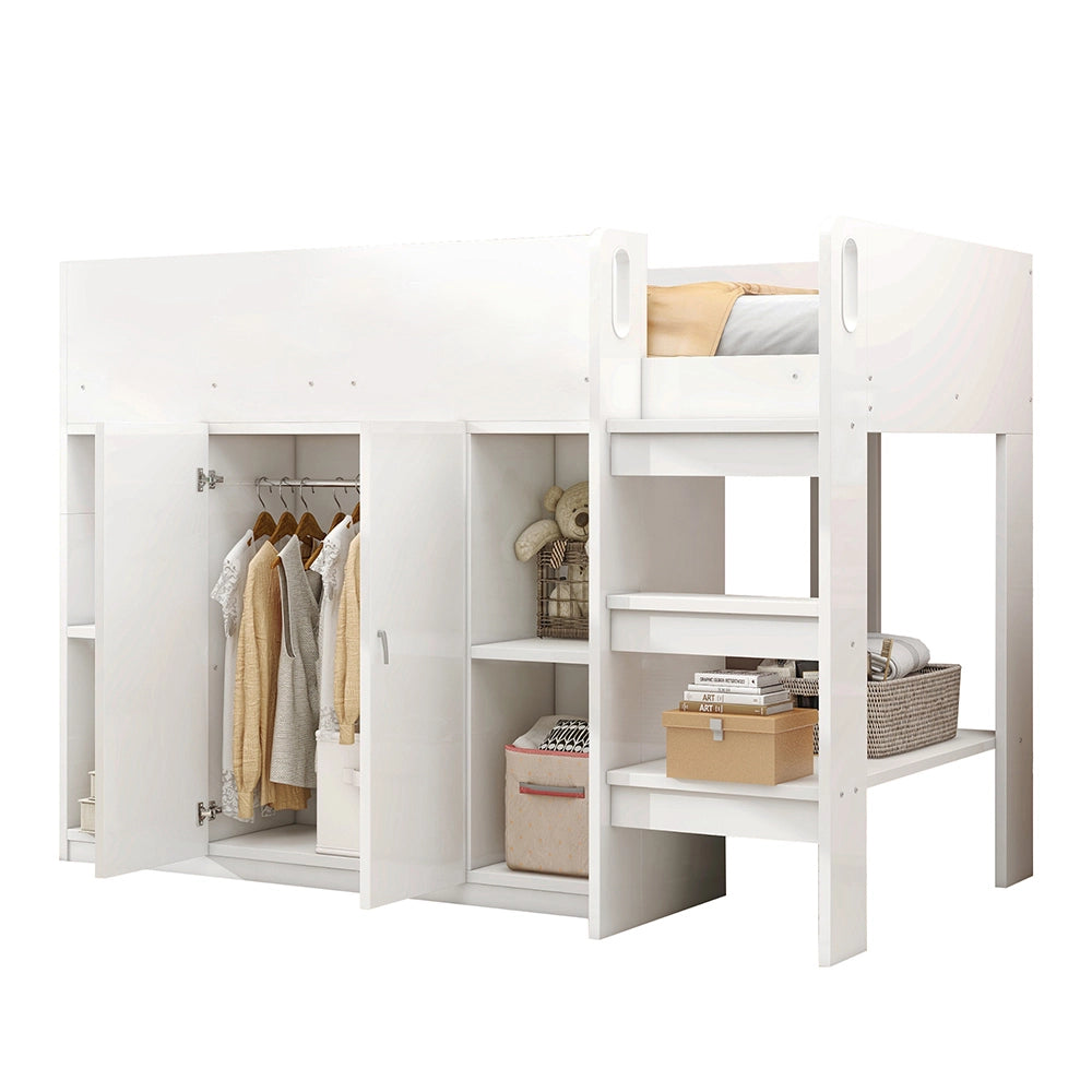 Letto a castello - Xylo - 90x200 cm armadio bianco