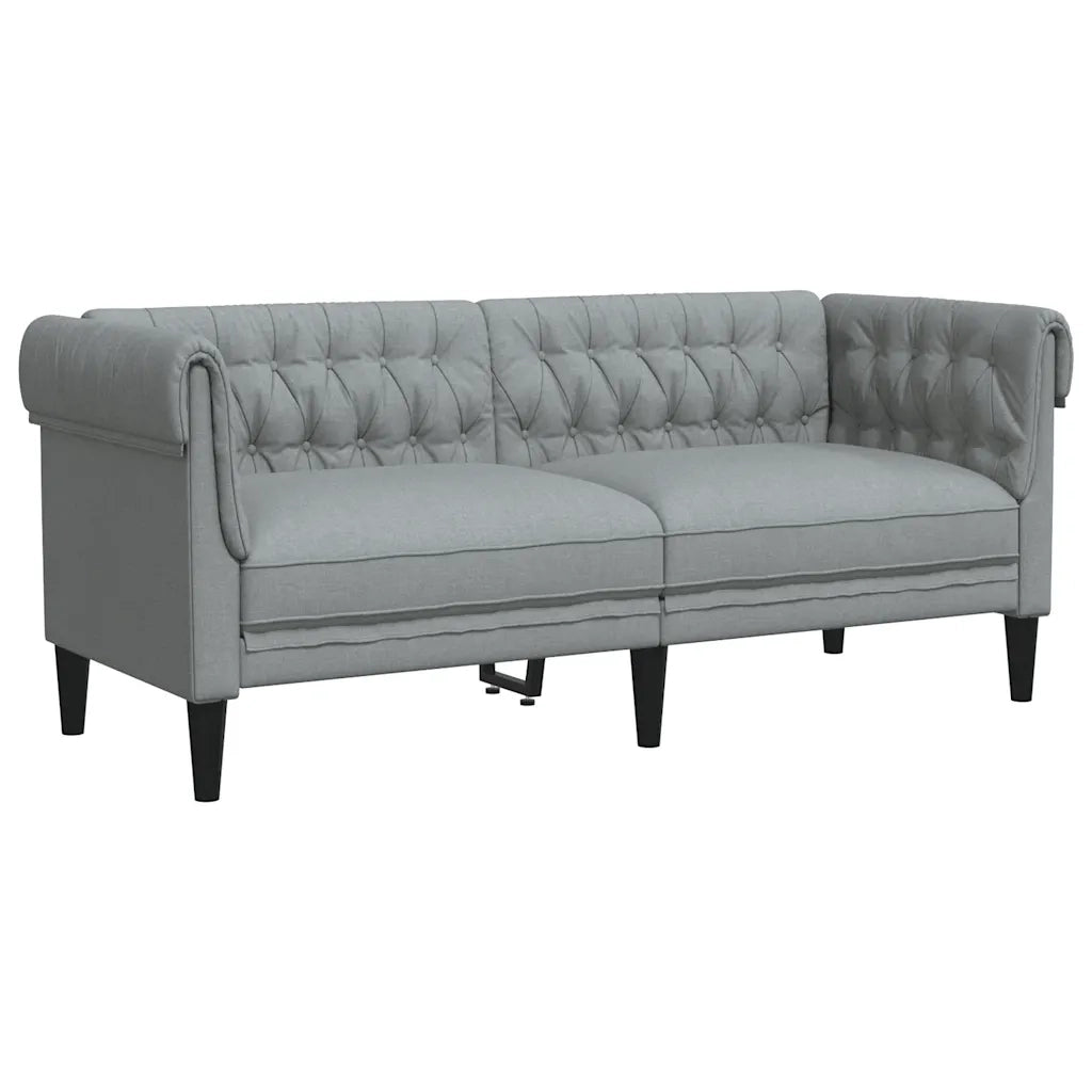 Divano Chesterfield a 2 Posti Grigio Chiaro in Tessuto 372547
