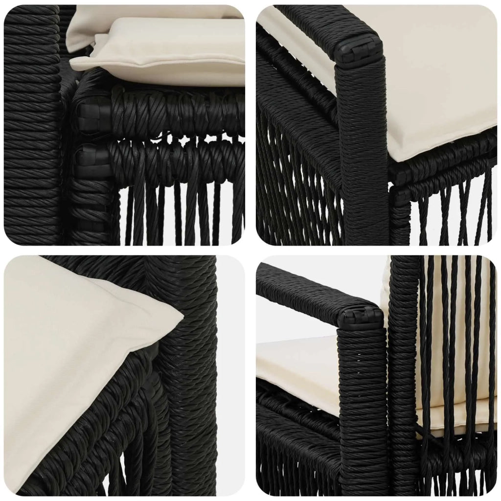 Divano da giardino 2-Numero di posti Nero polyrattan 42026704
