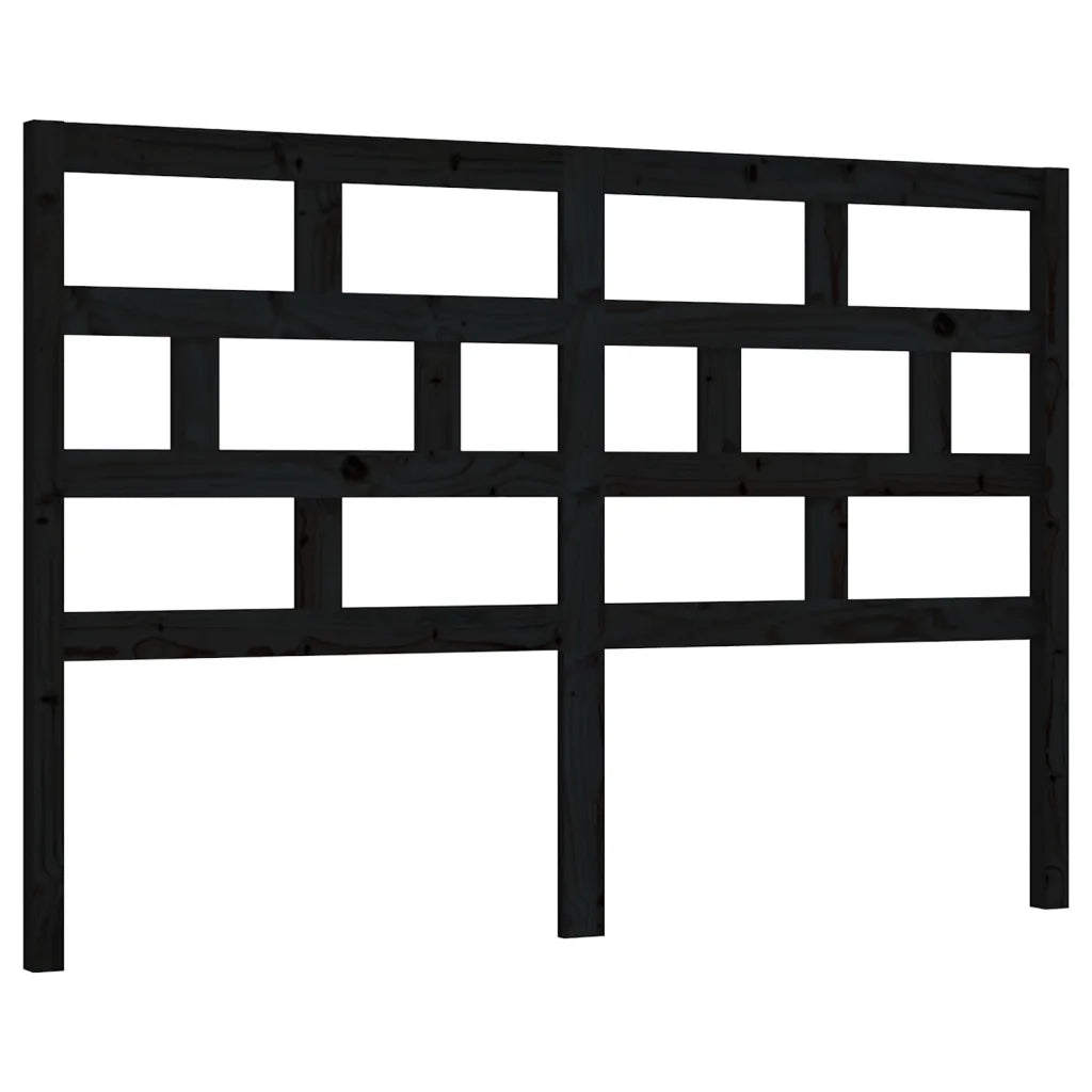Testiera per Letto-Testata-Testiera Decorativa Nera 156x4x100 cm in Legno Massello di Pino 785163