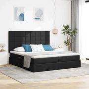 Letto con luci a strisce a LED Nero 180 x 200 cm Tessuto