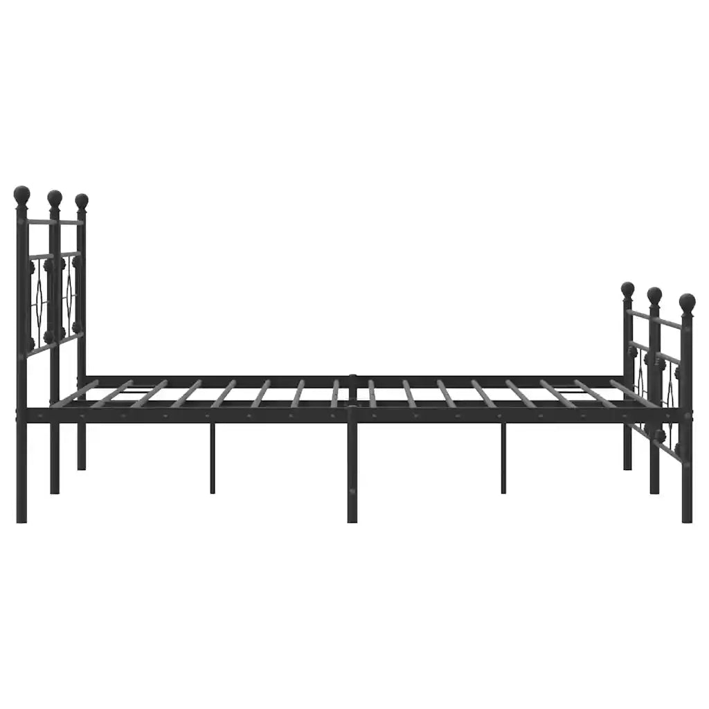 Letto matrimoniale | Letto per adulti | Giroletto con Testiera e Pediera Metallo Nero 193x203 cm