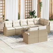 Set Divano da Giardino 9 pcs Beige e Bianco polyrattan
