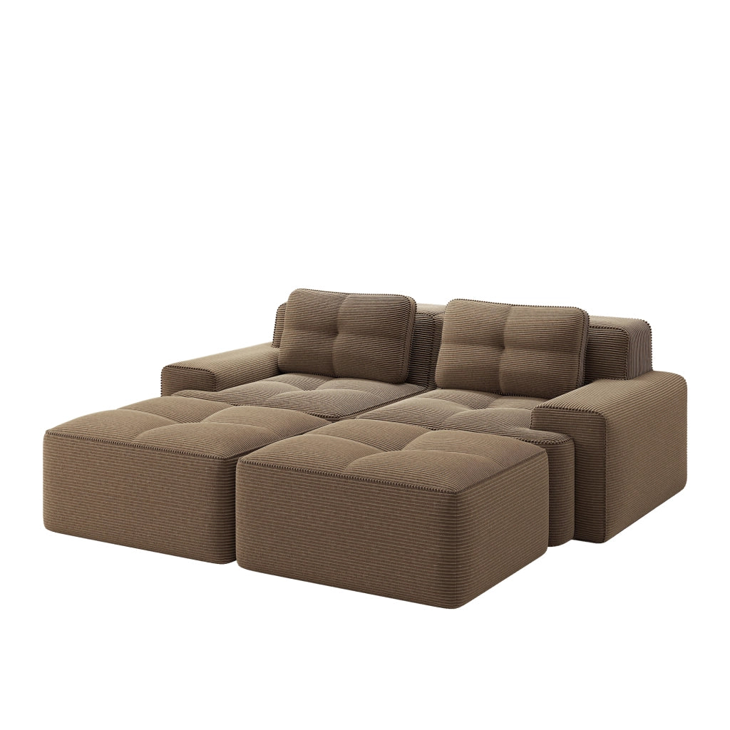 Divano Modulare Cloud a U con Ottoman ¨C Xylo ¨C Velluto a Coste, Marrone