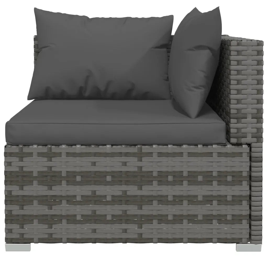 Set Divani da Giardino 9 pz con Cuscini in Polyrattan Grigio 3101565