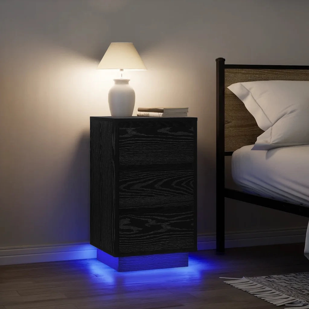 Comodino con Luci LED Nero 38x34x65 cm 861302