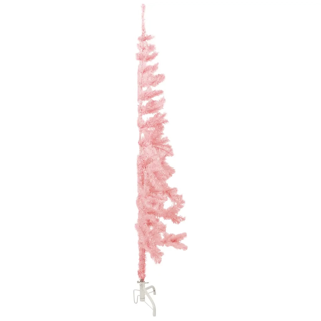 Albero Natale Artificiale Sottile a Metà e Supporto Rosa 120 cm 344569