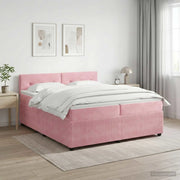 Letto box spring con materasso Rosa 200 x 200 cm Velluto 3451750