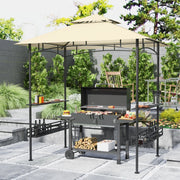 Gazebo Per Barbecue Impermeabile 240 X 150 X 257 Cm Acciaio Beige Con Doppio Tetto E Ripiani Laterali