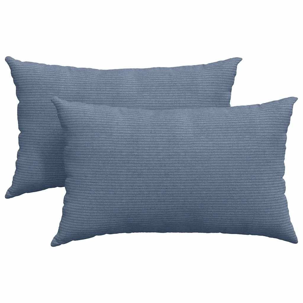 Cuscini da Divano 2 pz-Set di 2 Cuscini per Sofa Blu 50 x 30 cm Tessuto in Cords 580476