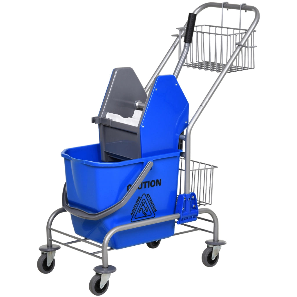 Secchio per Pulizia con Ruote ¨C Xylo ¨C Plastica con Manico Metallico Blu