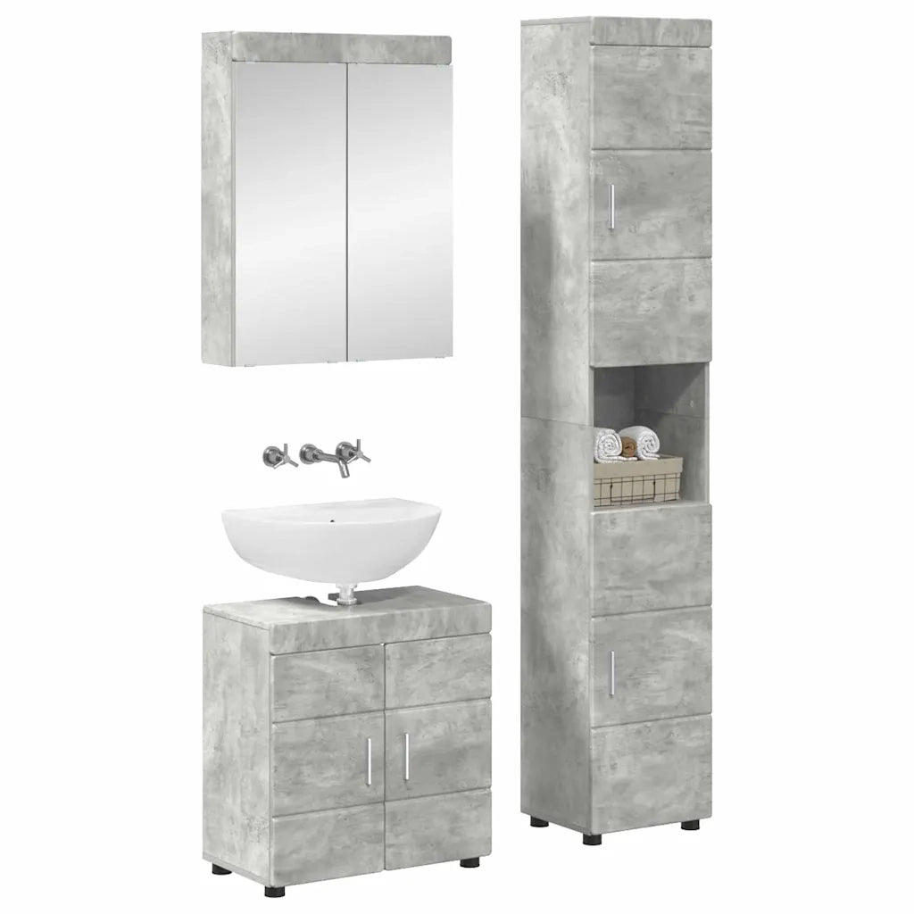 Set di mobili per il bagno TULUM 3 pz Grigio cemento 3398037