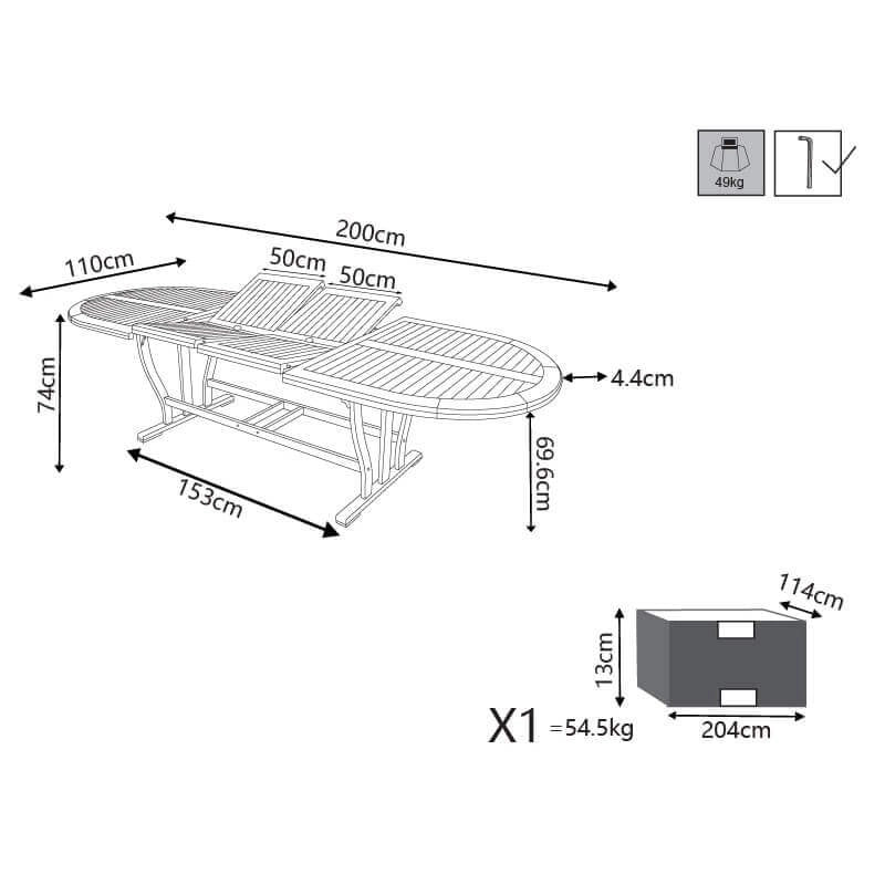 Tavolo da Giardino Allungabile cm 200/300x110 - JUDD