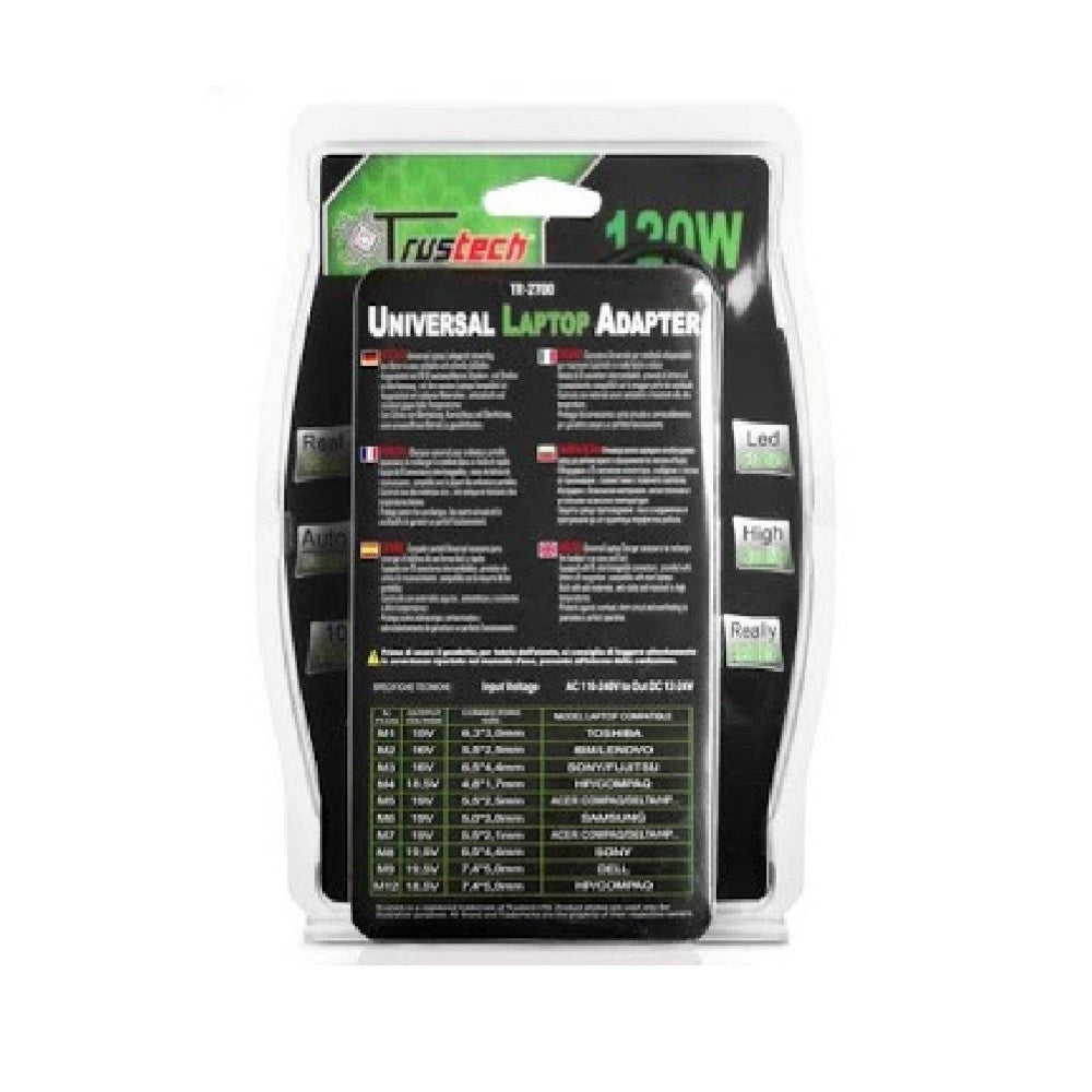 Trade Shop - Alimentatore Universale Per Notebook 120w Settaggio Automatico Trustech -