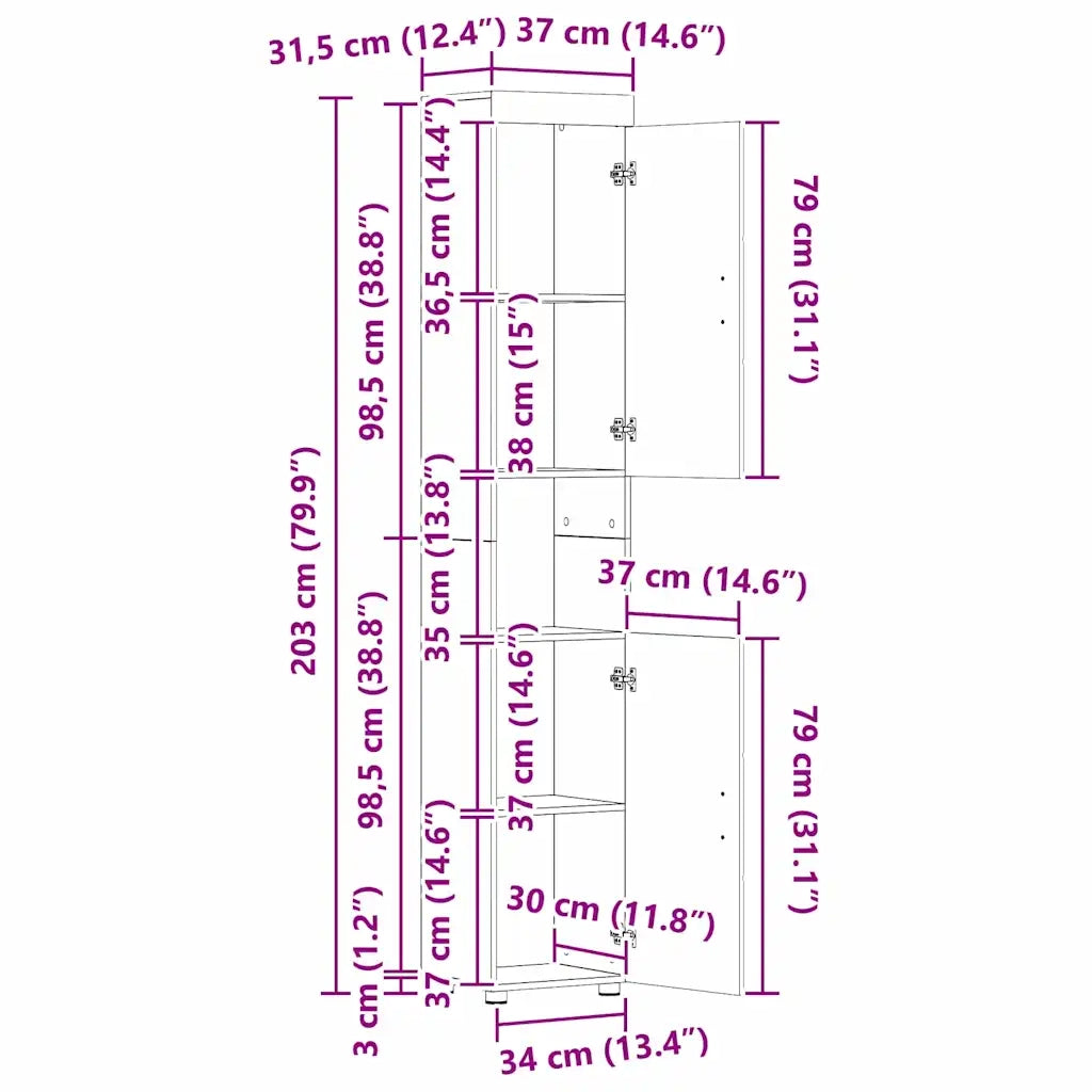 Set di mobili per il bagno TULUM 3 pz Grigio cemento 3398037