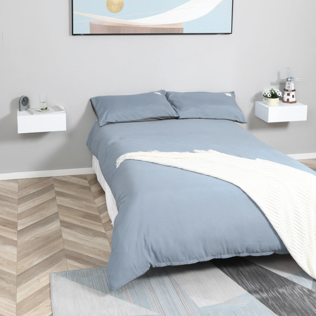Tavolini da notte a muro ¨C Minimal ¨C Bianco, 2 pezzi