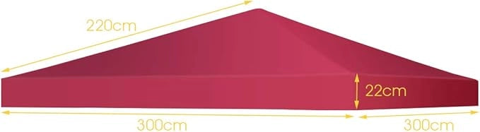 Copertura per Gazebo, Tetto Ricambio per Gazebo, Tetto del Padiglione 3x3 m (Vino rosso)