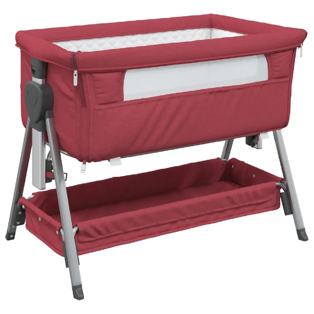 Lettino per Bambini con Materasso-Struttura Letto per Bambini Rosso in Tessuto di Lino 774400