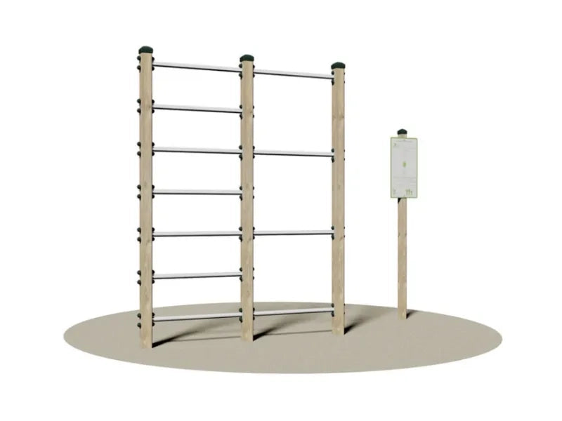 Arrampicata Giochipark legno e acciaio 11 barre Ø4cm outdoor fitness EN 16630