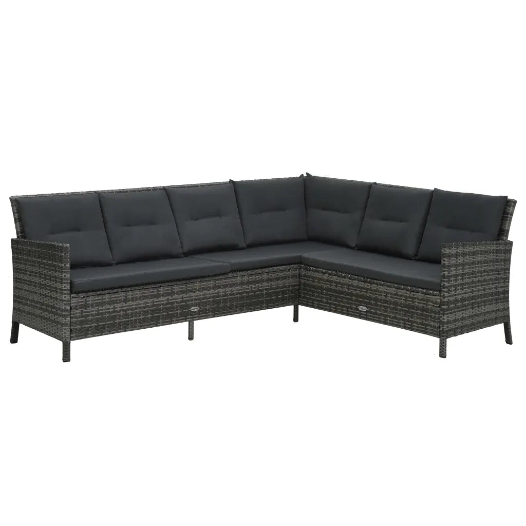Set Divani da Giardino 3 pz con Cuscini in Polyrattan Grigio 48155