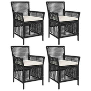Sedia da giardino con cuscino 4 pz | Sedie da Esterno Nero e Crema polyrattan