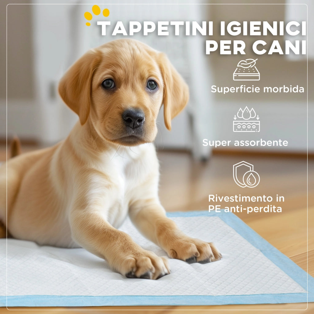 Tappetini Igienici per Cani ¨C zephmum ¨C 45x60 cm, Blu e Bianco, 100 Pezzi