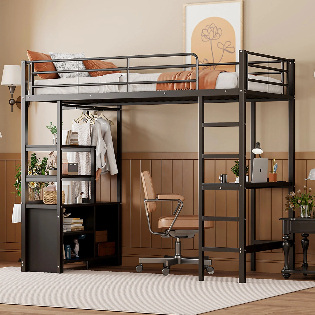LETTO A CASTELLO con scrivania 90x200 cm nero
