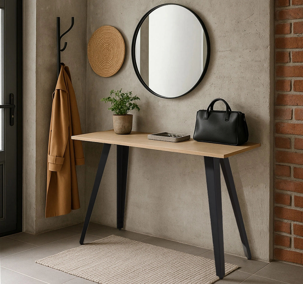Mobile d’ingresso-console Hispanohogar effetto e metallo rovere 76×120×40