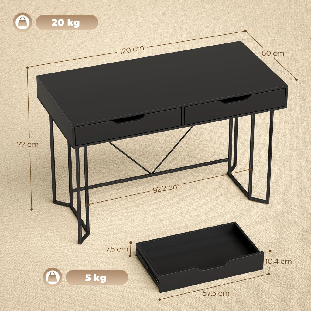 Scrivania computer con cassetti ¨C Minimal ¨C Nero 120x60x77 cm