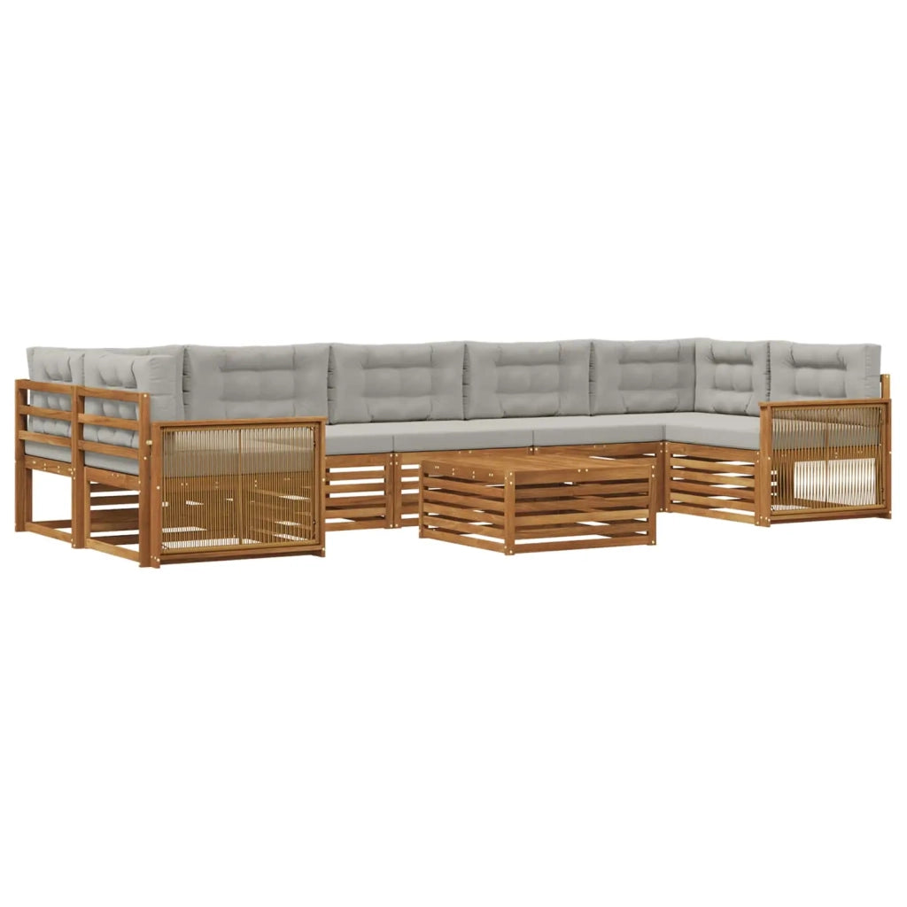 Set di divani da esterno 8 pcs Naturale e Grigio Chiaro 3383149