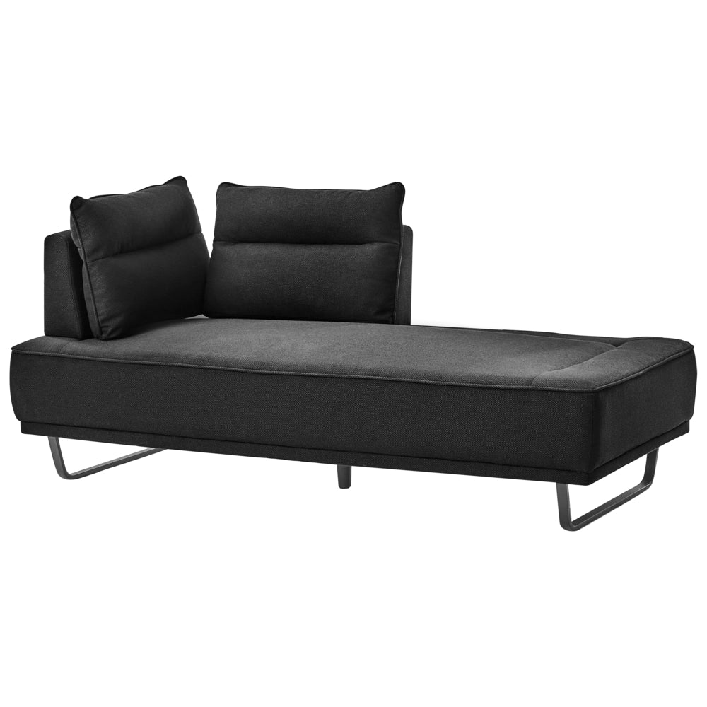 Divano a 3 posti in tessuto Divano nero Gambe in ferro Tessuto intrecciato Schienale regolabile Moderno