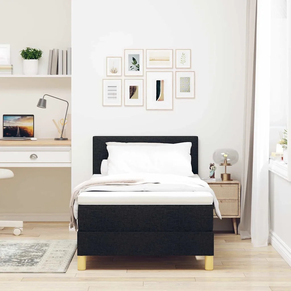 Letto a molle con cuscino con testiera Nero 80 x 200 cm Tessuto 3338876