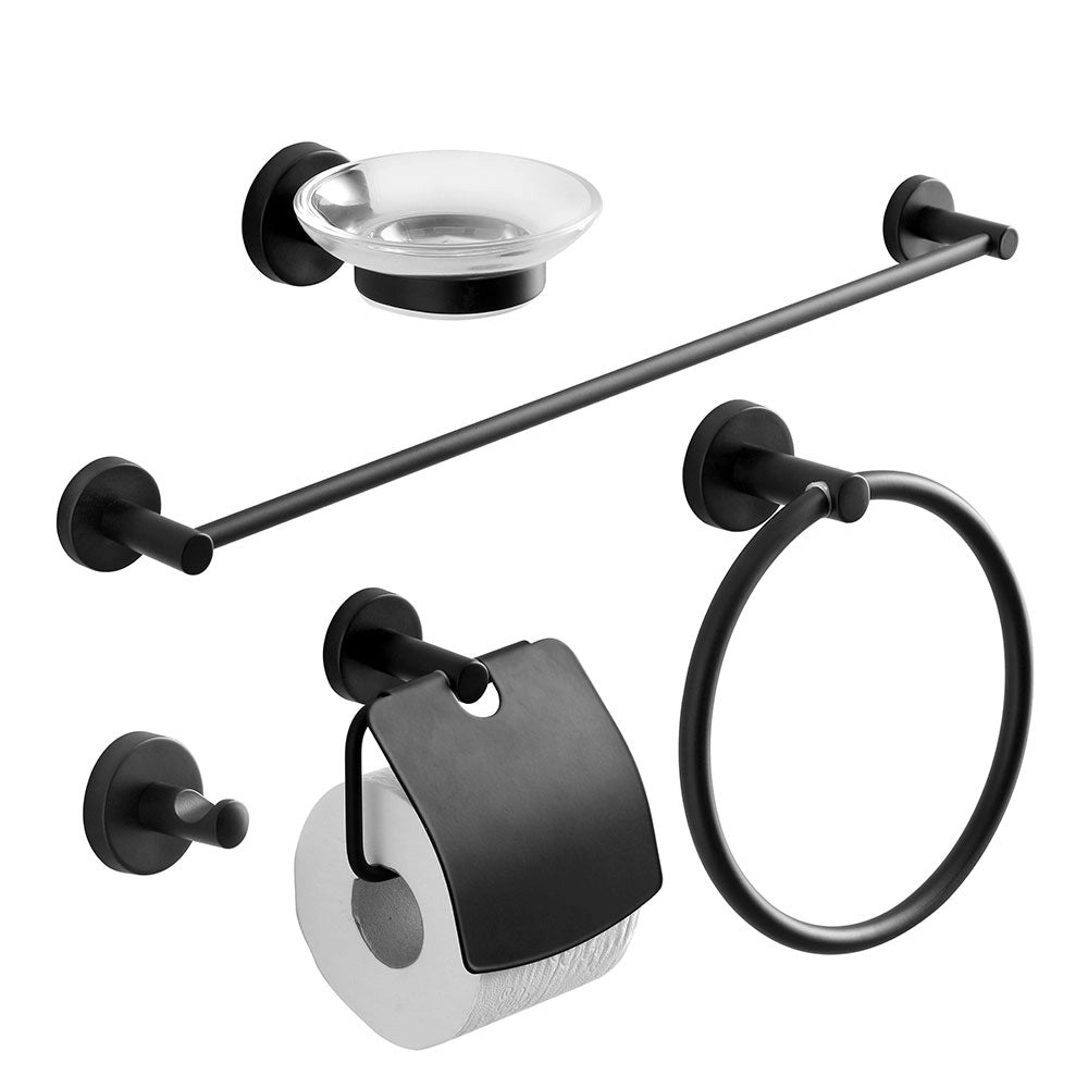 Set di 5 accessori bagno a muro nero opaco