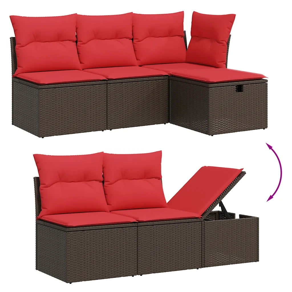 Set Divani da Giardino 5 pz con Cuscini Marrone in Polyrattan 3263780