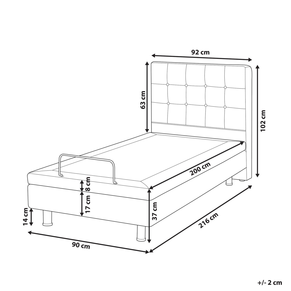 Letto Tessuto Beige Chiaro Elettrico Regolabile con Telecomando 90 x 200 cm