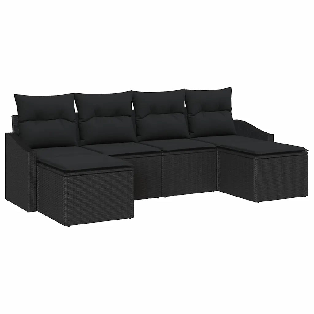 Set da Pranzo per Giardino con cuscino 6 pcs Nero 3355502