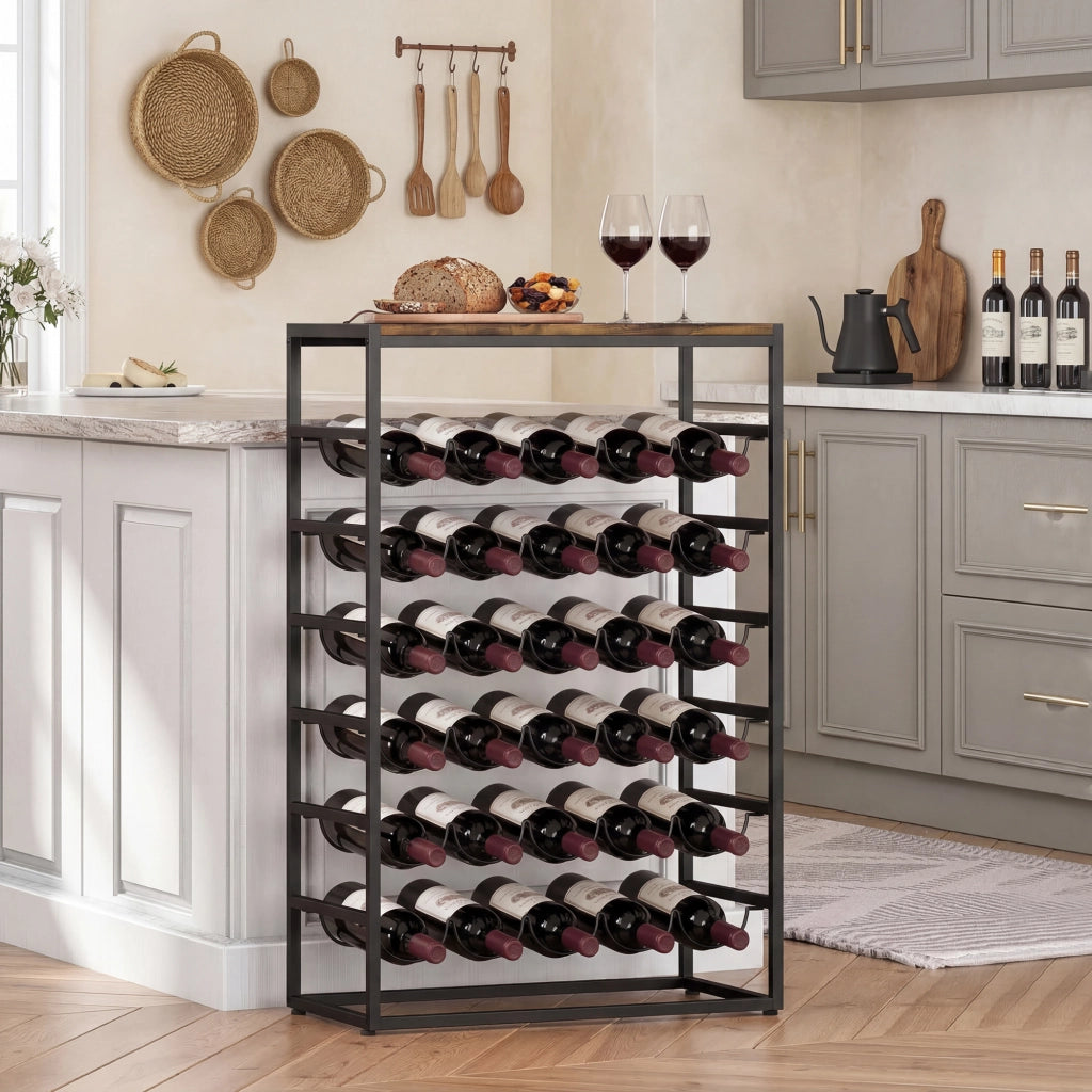 Scaffale per Bottiglie ¨C zephmum ¨C 59x30x88.5 cm Rustico Marrone