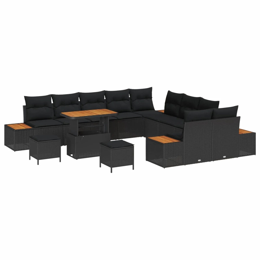 Set Divano da Giardino 13 pcs Nero polyrattan 3362974
